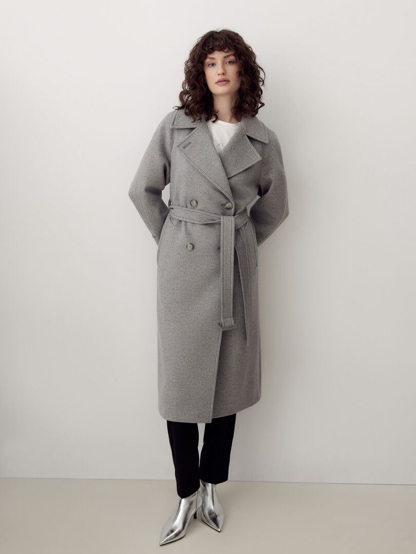 Пальто с мембраной цвета светло-серый меланж Pompa