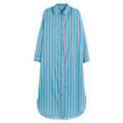 Длинное платье-рубашка макси из хлопковой вуали  48 синий