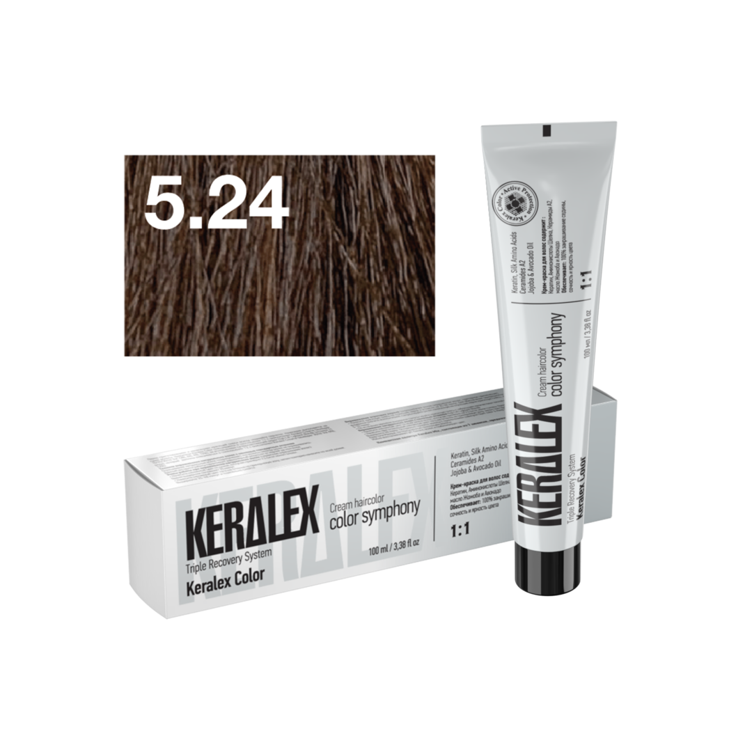 Краситель для волос KERALEX 5.24 Средний шатен пепельно-медный, 100 мл