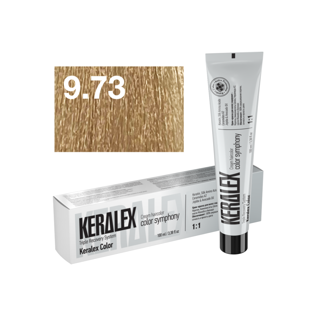 Краситель для волос KERALEX 9.73 Светлый блондин бежево-золотистый, 100 мл