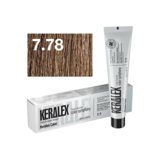 Краситель для волос KERALEX 7.78 Темный блонд бежево-перламутровый, 100 мл