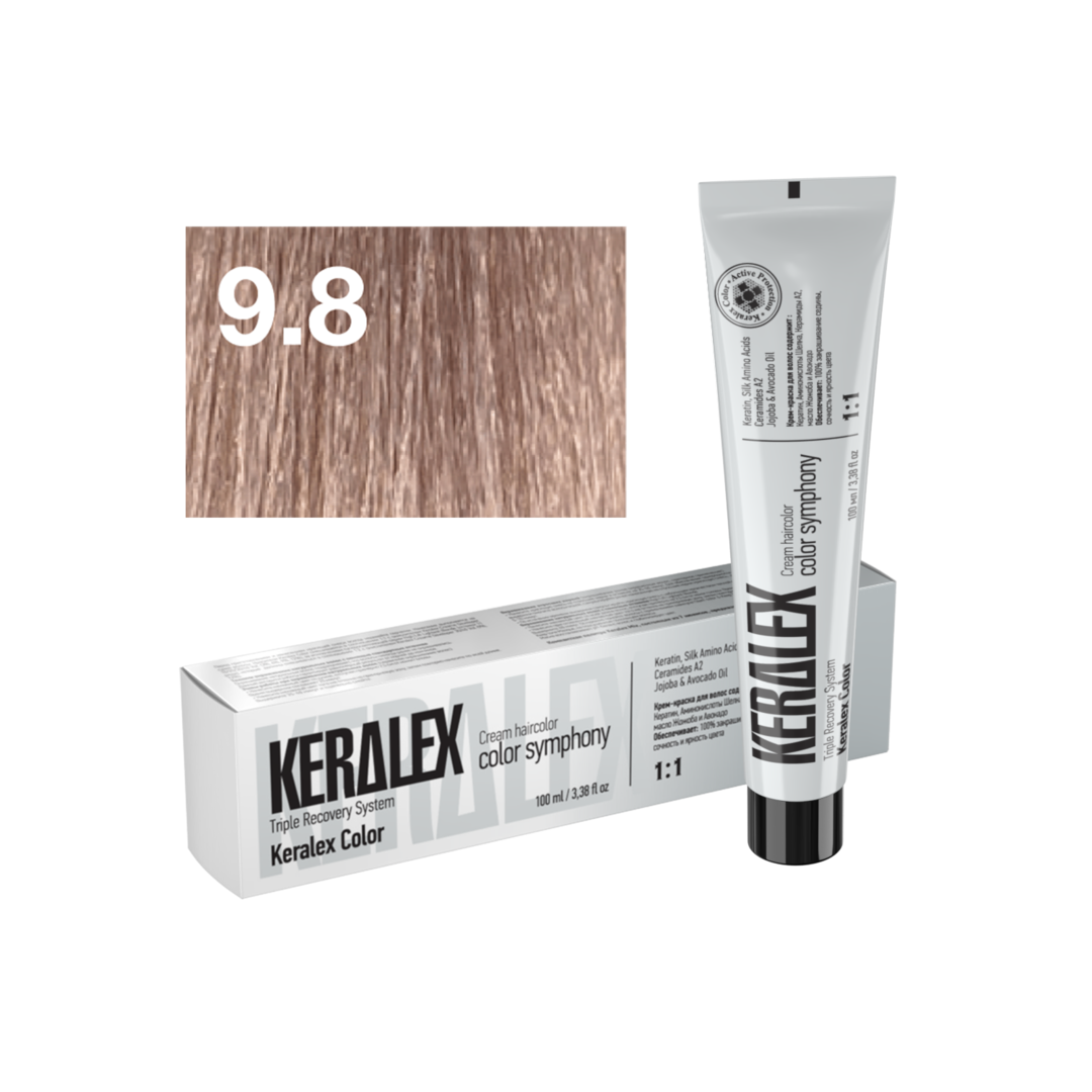 Краситель для волос KERALEX 9.8 Светлый блондин перламутровый, 100 мл