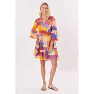 Платье Tourment с рукавами с воланами  L разноцветный