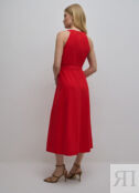 Платье из вискозы и льна с поясом, Красный O`Stin