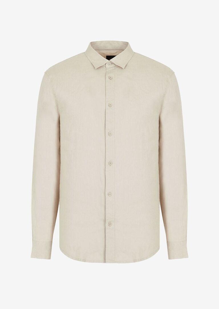 Льняная рубашка классического кроя Armani Exchange, бежевый 8NZC50ZNCFZ11724 | Beige фото 1