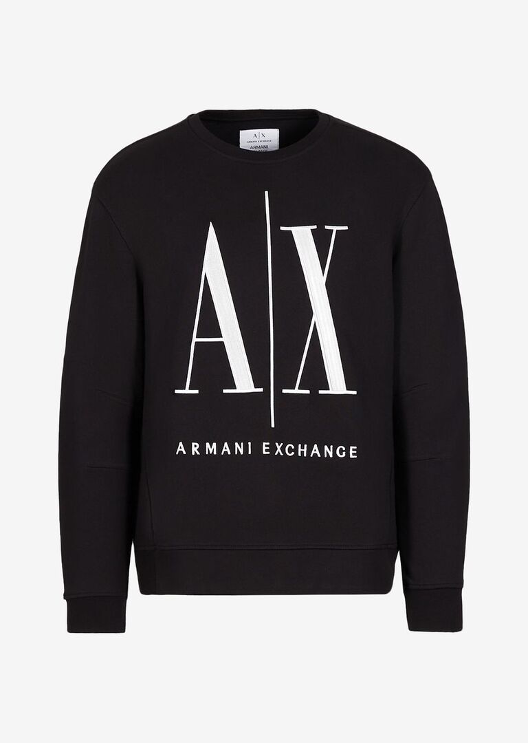 Толстовка с круглым вырезом и логотипом Icon Armani Exchange, черный 8NZMPAZJ1ZZ11200 | Black фото 1