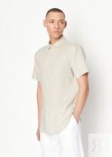 Льняная рубашка классического кроя Armani Exchange, бежевый 8NZC67ZNCFZ11724 | Beige фото 2