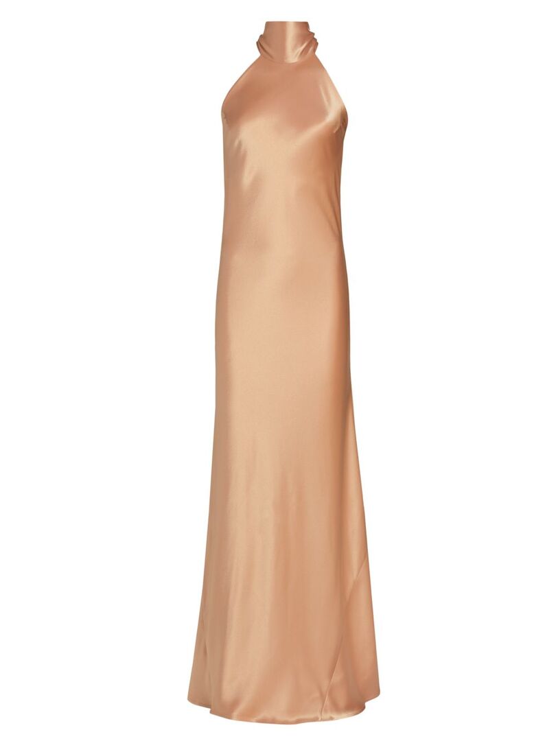 Атласное платье Sienna с вырезом халтер Galvan