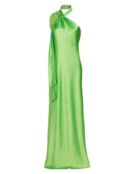 Атласное платье Ushuaia с вырезом на шее Galvan, зеленый