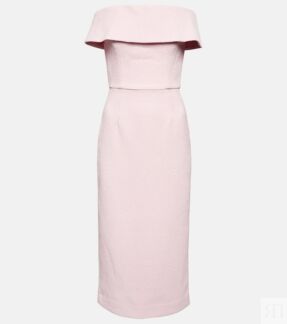 Платье миди из крепа с открытыми плечами REBECCA VALLANCE, розовый