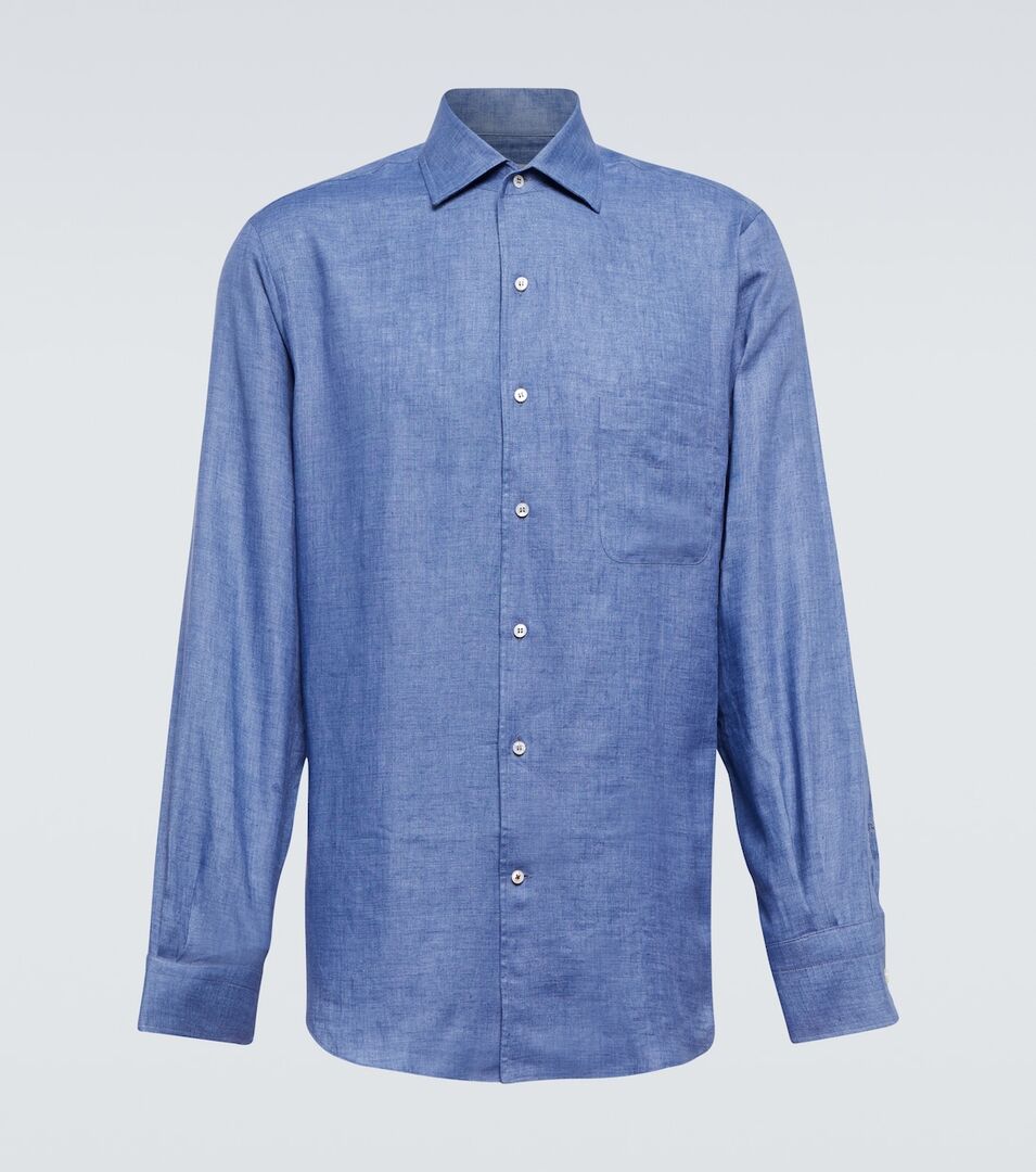 Андре льняная рубашка Loro Piana, синий
