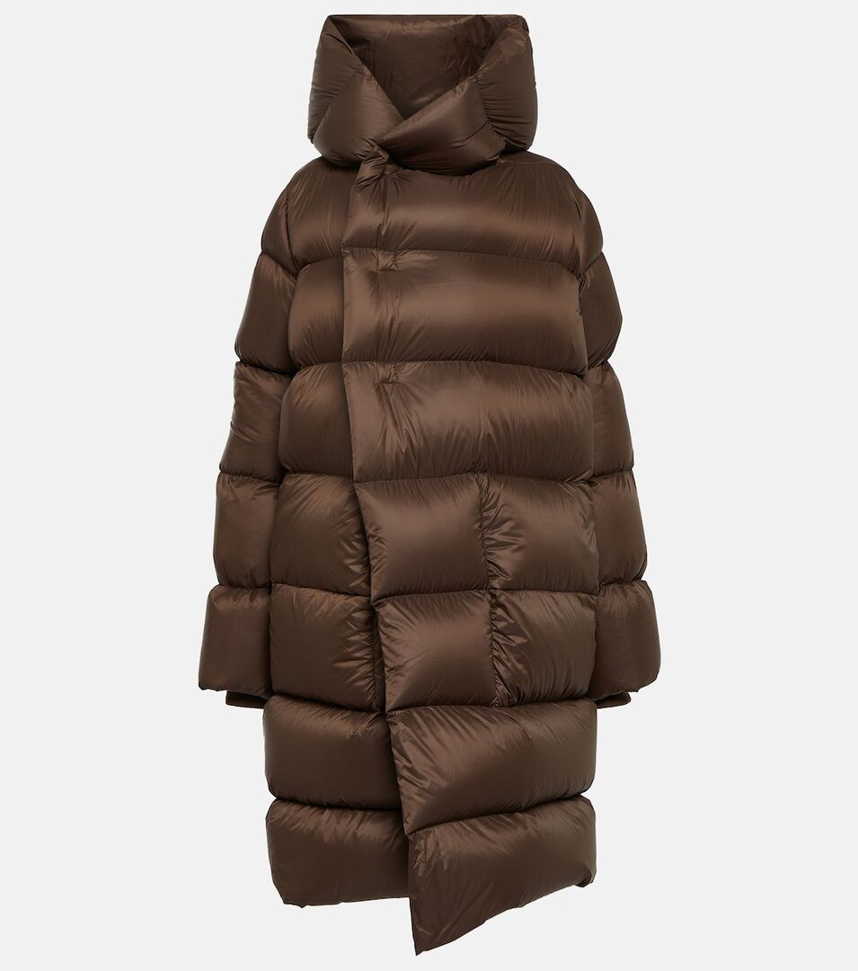 Стеганое пуховое пальто с капюшоном RICK OWENS, коричневый P00838620 | BROWN фото 1