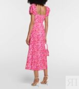 Платье миди из смесового льна с принтом Briella RIXO, разноцветный