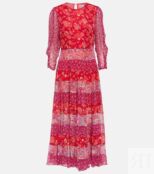 Платье миди Kristen из вуали с цветочным принтом RIXO, красный