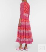 Платье миди Kristen из вуали с цветочным принтом RIXO, красный