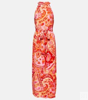 Платье миди из крепдешина с принтом Celeste RIXO, разноцветный