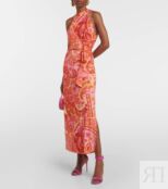 Платье миди из крепдешина с принтом Celeste RIXO, разноцветный