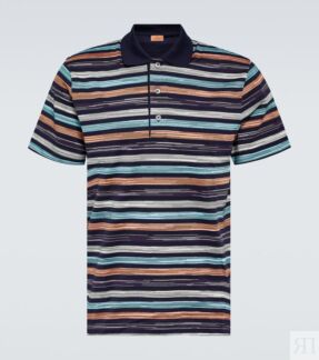 Рубашка-поло из хлопка в полоску Missoni, разноцветный