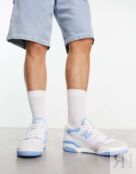Бело-синие кроссовки New Balance 550