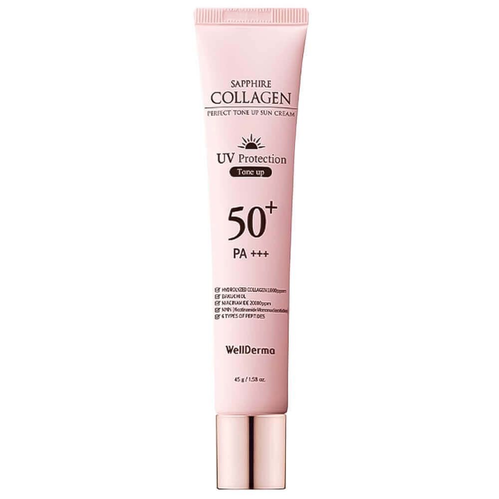 Солнцезащитный крем WellDerma Tone Up Sun Cream Sapphire Collagen Perfect S фото 1