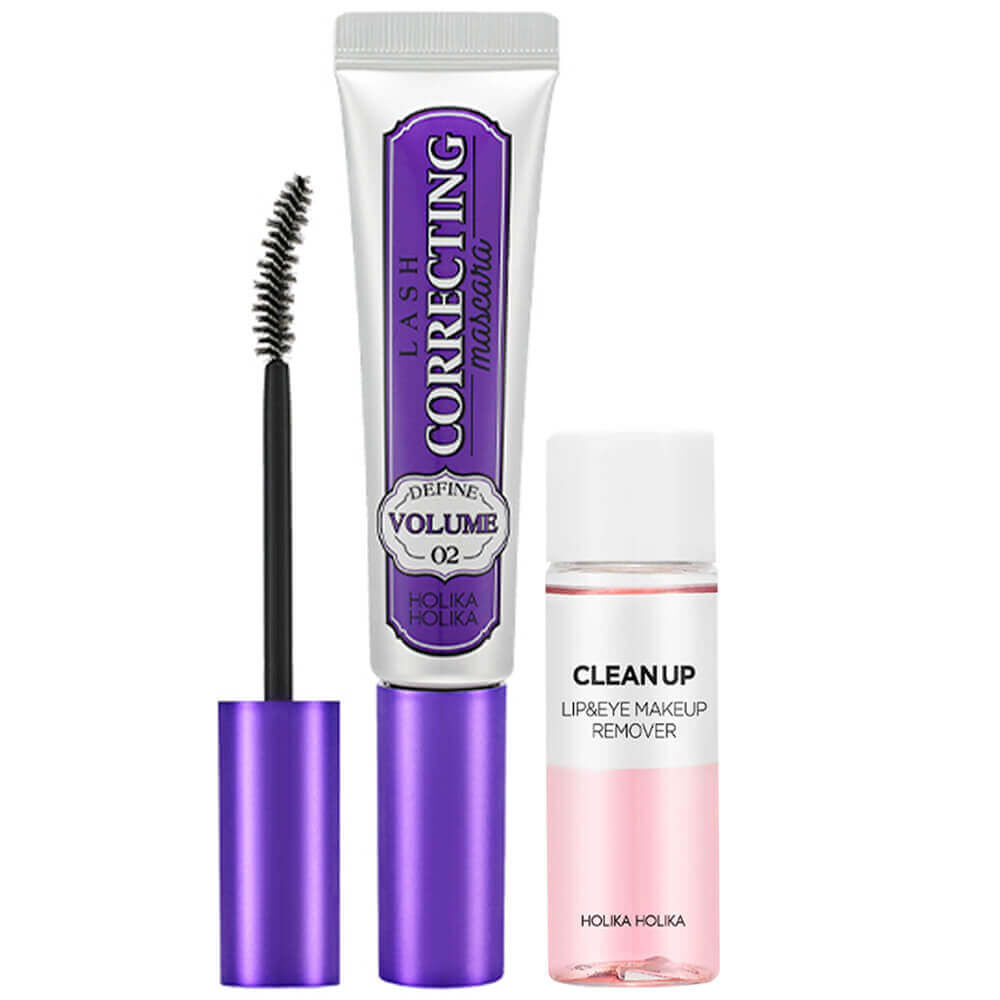 Набор (тушь+вода для снятия макияжа) Holika Holika Lash Correcting Mascara фото 1