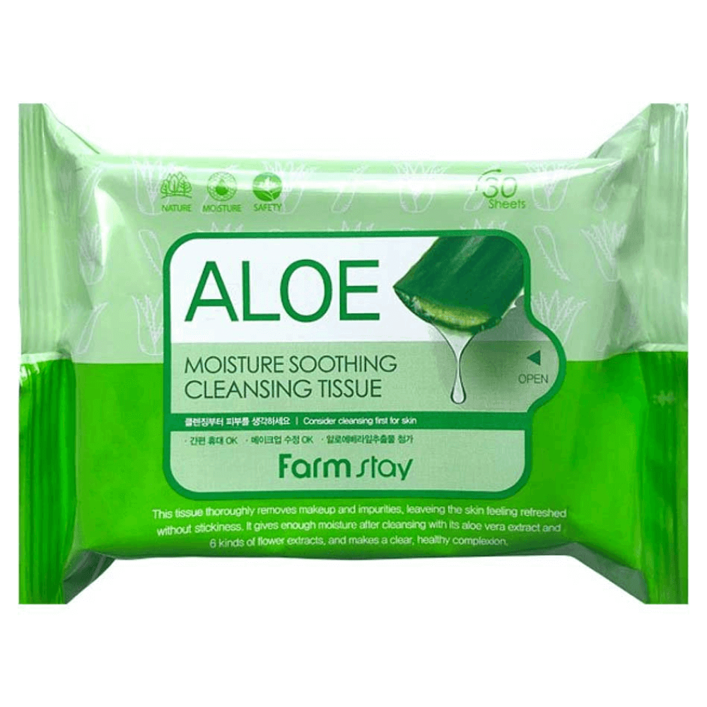 Очищающие салфетки FarmStay Aloe Moisture Soothing Cleansing Tissue фото 1