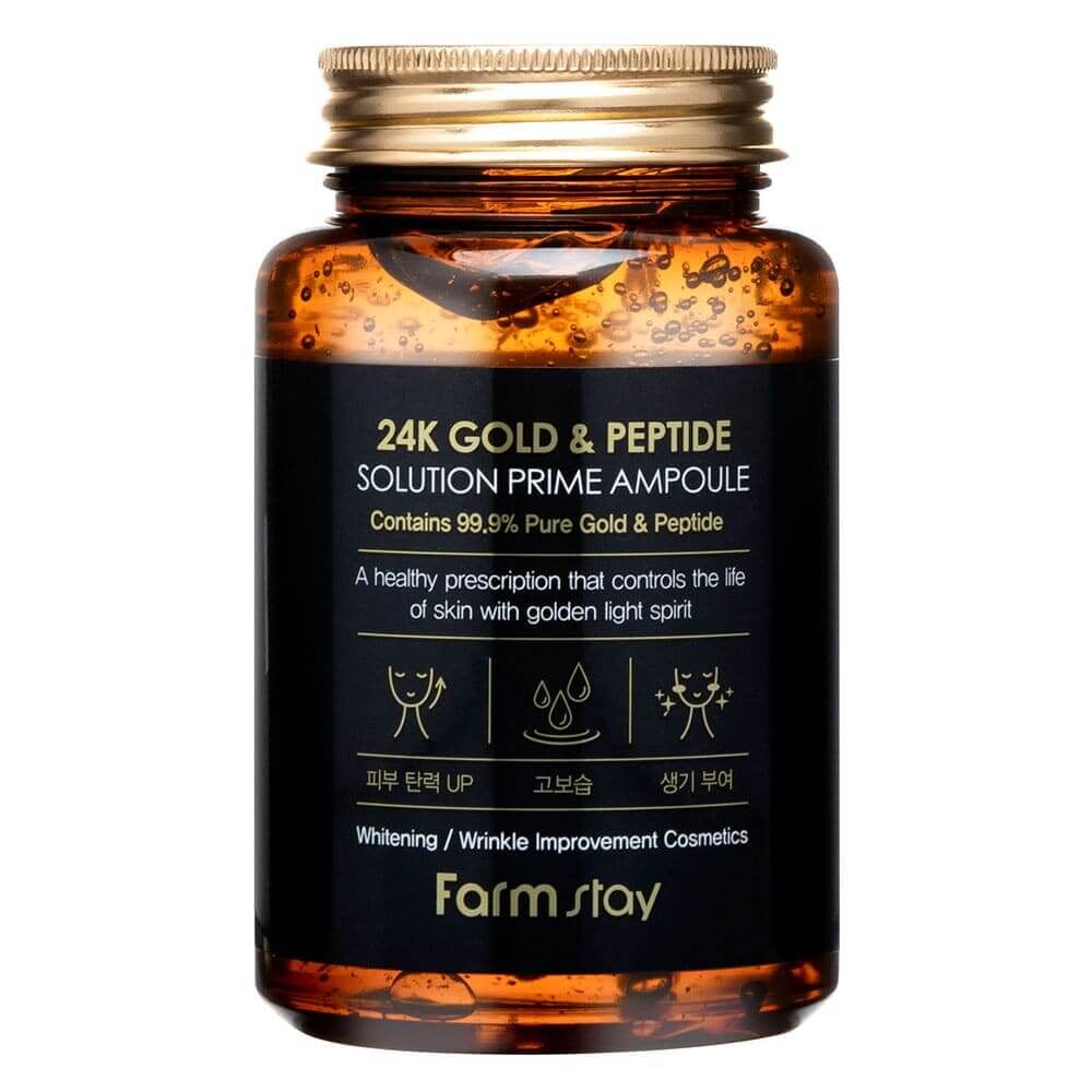 Сыворотка для лица FarmStay 24K Gold & Peptide Solution Prime Ampoule фото 1