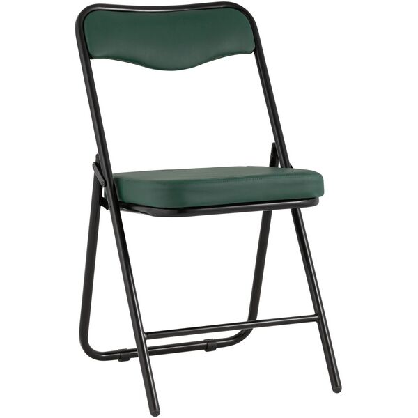 Складной стул экокожа зелёный каркас черный матовый Stool Group Джонни УТ00