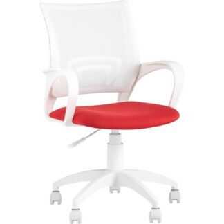 Кресло офисное красная ткань крестовина белый пластик Stool Group ST-BASIC-