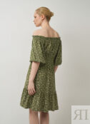Платье с открытыми плечами, Зеленый O`Stin