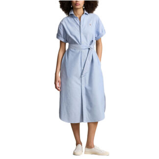 Платье-рубашка до колен с короткими рукавами  XS синий