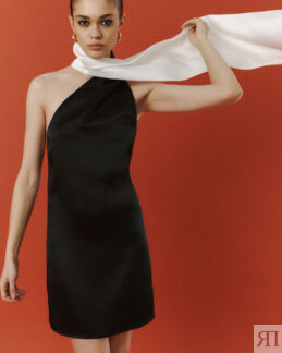 Платье мини с шарфом черного цвета XXS