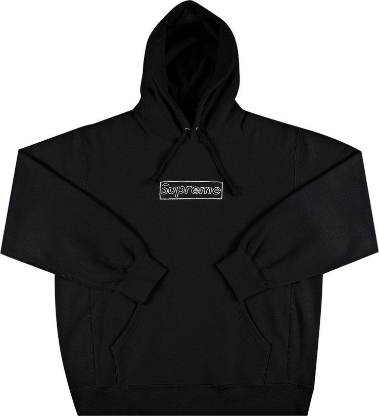 Толстовка Supreme x KAWS Chalk Logo Hooded Sweatshirt 'Black', черный SS21SW39 BLACK | Black фото 1