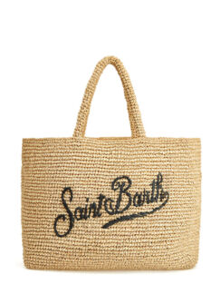Объемная сумка-шоппер из плетеной рафии с вышивкой MC2 SAINT BARTH