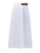 Расклешенная юбка-миди из хлопка с боковым ремнем и защипами LORENA ANTONIA