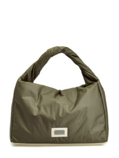 Объемная сумка из нейлона с кожаными вставками и цепочками Punto Luce PESER