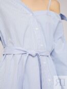 Блузка-рубашка на одно плечо с узором в полоску и поясом zolla