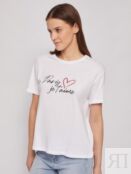 Трикотажная футболка из хлопка с принтом-надписью zolla