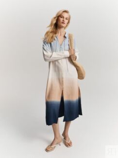 Льняное платье с длинным рукавом (50) Elis
