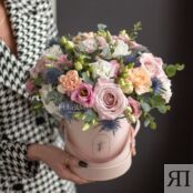 Цветы в шляпной коробке «Ночь нежна» 188770 фото 1