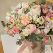 Цветы в шляпной коробке «Воздушный поцелуй» 157132 фото 3