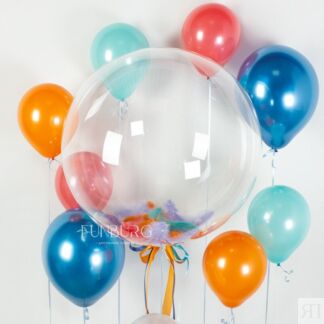 Шар Bubble с перьями «Карнавал»