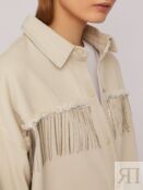 Джинсовая куртка-рубашка с бахромой со стразами zolla