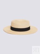 Соломенная плетёная шляпа-канотье с лентой zolla