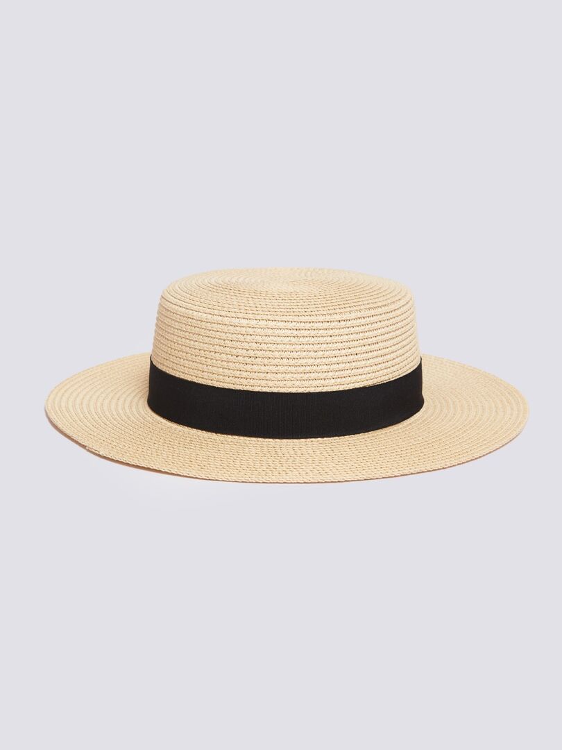 Соломенная плетёная шляпа-канотье с лентой zolla