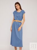 Трикотажное платье-футболка миди с плетёным ремнём zolla
