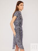 Платье-рубашка из вискозы с леопардовым принтом и поясом zolla
