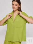 Льняная рубашка с отложным воротником zolla