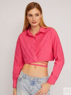 Укороченная блузка-рубашка с завязками zolla