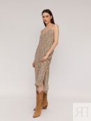 Леопардовое платье-комбинация с боковыми разрезами zolla